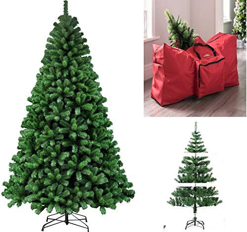 FlickBuyz 5ft/6ft/7ft Premium Green Artificial Christmas Xmas Tree Pine Metal Stand Tips Spruce (Green 5ft (500 Tips))