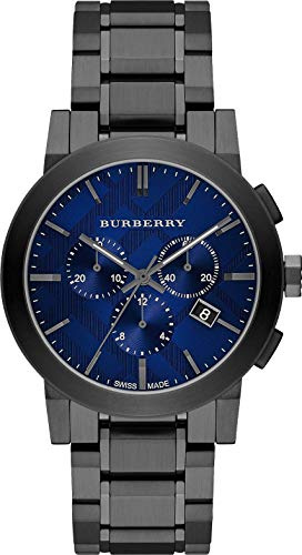 Orologio da polso svizzero cronografo da uomo in acciaio inossidabile con quadrante nero blu canna di fucile da 42 mm The City BU9365