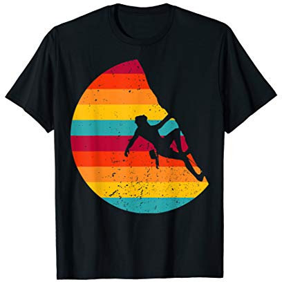 Retro Bouldern Bergsteiger Freiklettern Klettern mit Motiv T-Shirt