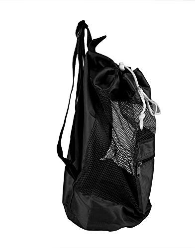 Portable Enfants Enfants Mesh Cordon Sac À Dos En Plein Air Plage Shell Jouet Sac De Rangement (Noir)