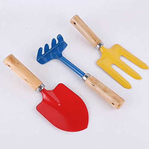 KUANDARMX Sehr gut 3-teiliges Garten-Kleingeräte Set bestehend aus Doppel-Hacke, Hand-Grubber und Blumen-Kelle für Pflanzen und Gartenarbeit Anwesend