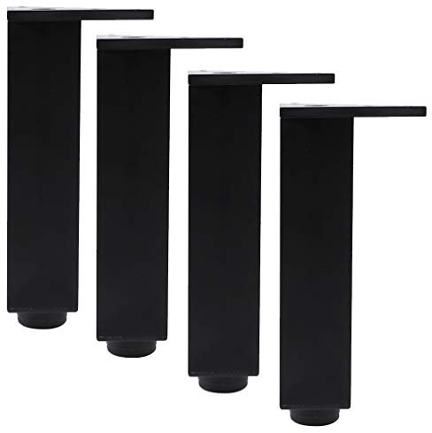 4er Set Möbelfüße Möbelbeine,Metall Sofafuss Tischbeine,Kommode Fusse,Schwarz Badezimmerschrankfüße Küchenschrankfüße, Höhenverstellbar 0-8mm,Aluminiumlegierung, Dreieckige Montageplatte(25cm)