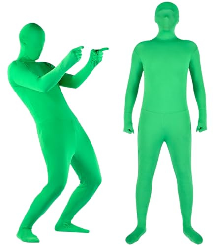 Andoer Grüner Ganzkörperanzug, Ganzkörperfotografie, grüner Anzug aus Cromakey, Unisex, grüner Anzug für Erwachsene, elastisch, Kostüm für Foto, Festivals, Cosplay, Karneval, 160 cm
