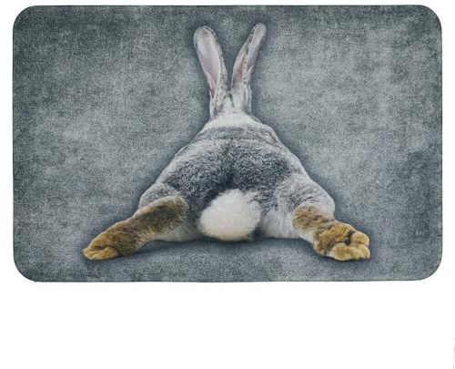 Mars & More - Fußmatte, Türmatte - Kaninchen mit gestreckten Hinterbeinen - Polyester, Gummi - 75 x 50 x 1 cm