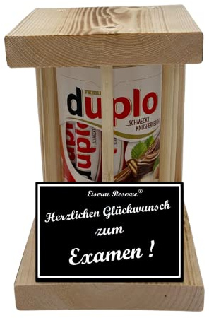 duplo Riegel - Notfall Reserve - Holzstäbe - Herzlichen Glückwunsch zum Examen - Examen Geschenk - Die süße lustige Geschenkidee aus Holz für Männer und Frauen