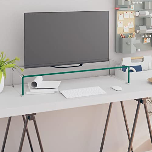 INLIFE TV-Tisch/Bildschirmerhöhung Glas Transparent 80x30x13 cm