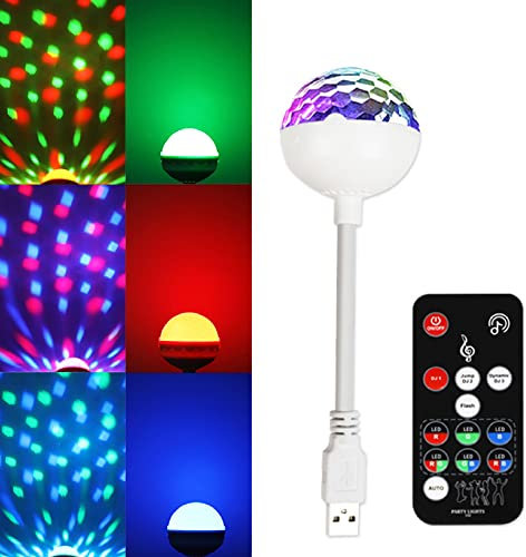 GCBTECH Mini Luce da Discoteca con LED Luce Notturna, Luci d'atmosfera per Auto USB Musica Controllata Sfera Magica Palla Strobo con Telecomando per la decorazione della festa/DJ/Bar/Club/Regalo
