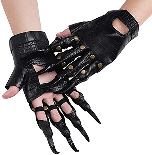 Gants Halloween Adultes Gants de Griffe de Dragon avec Ongles Longs Mitaines de Pattes de Dinosaure Effrayant Gant d'Habillage Cosplay en Cuir Costume Accessoires de Déguisement Masquerade Carnaval