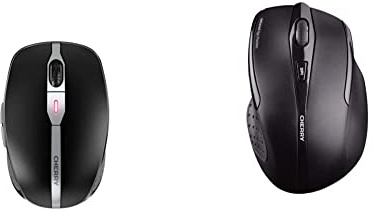 CHERRY MW 9100, kabellose und wiederaufladbare Maus, wahlweise Verbindung über Bluetooth oder 2,4 GHz Funk, präziser 2400 DPI Sensor, schwarz & MW 3000, kabellose Maus, schwarz