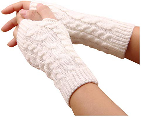 Strickhandschuhe Damen Thicken Strick Armwärmer Stulpen für Damen Fingerlose Armstulpen Strick Fingerlose Fäustlinge Handschuhe Fingerlose gestrickte Lange Stricken Armstulpe