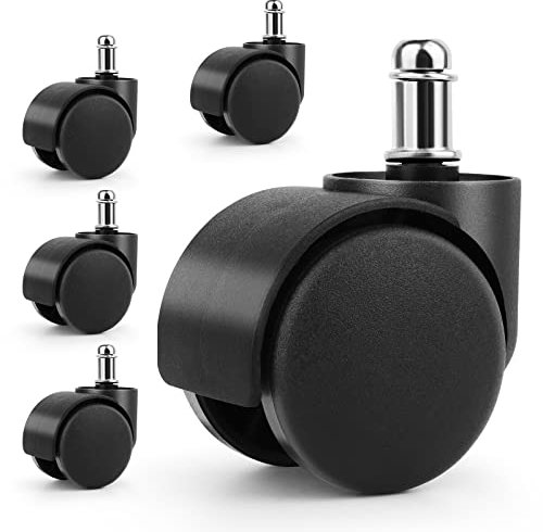5 Pezzi Ruote Sedia Ufficio,Rotelle per sedie Design a Doppia Ruota,Ruote Ricambio Sedia Ufficio,Facile installazione senza attrezzi,per Sedie da Gioco,pavimenti duri fino,Scivolata Super Fluida