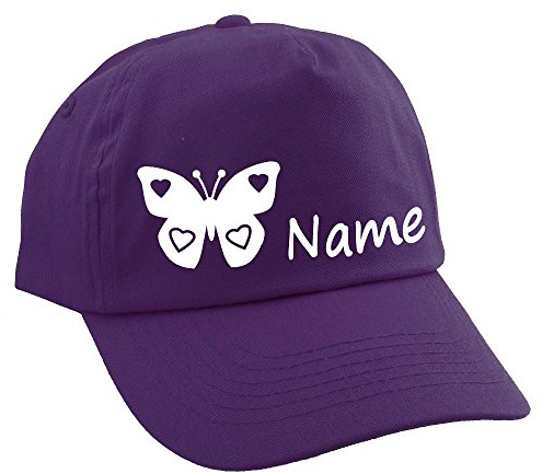 Elefantasie Personalisierte Cap für Kinder Baseball Kappe mit Name oder Wunschwort Bedruckt für Jungen und Mädchen Schmetterling