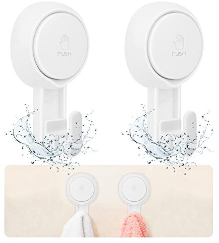 JOPHEK Ganci Ventosa Bagno, 2 Pezzi Ganci a Ventosa Super Resistenti Senza Foratura Carico 5KG Ganci Ventose, Gancio a Ventosa per Piastrelle, per Vetro Doccia Bagno Cucina Porta Gancio Ventosa