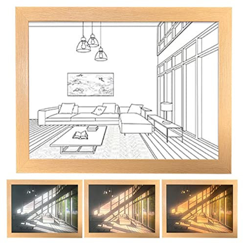 NYCDA Cornice per foto incandescente a LED, cornice per foto con pittura leggera Arte della parete colorata e luminosa, arte con cornice per pittura con foto in ombra, regolazione a 3 colori Large B