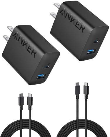 Anker iPhone 17/16 Charger, 2-Pack 20W Fast USB C Charger Block, for iPhone 16/16 Pro Max/15 Series/iPad Pro and More (Black, 2 Pack & 2 Cable)