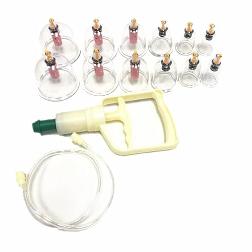 Schröpfgläser mit Vakuumpumpe, 12 Stück Schröpfglas Set, Transparente Vakuumsauger Schröpfen, Vacuum Akupunktur Schröpfen Saug-Therapie Körpermassager für Körper Rücken, Arme, Beine Muskeln