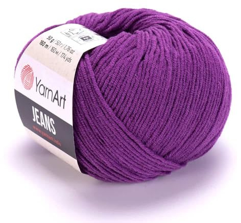 Yarn Art Jeans – Premium-Baumwollgarn zum Häkeln & Stricken – Vielzahl von Farben – ideal für Doppelstricken, Kammgewicht, Baby-Projekte, T-Shirt-Garn und mehr Farbe – 50 Stück – 5er-Pack