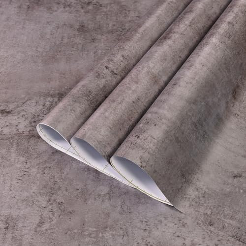 TOTIO Metalltapete im Industriestil Rostviolett Selbstklebende Tapete Betonoptik Klebefolie Violett Grau Dekofolie Wasserfeste Möbelaufkleber Vinyl-Wandaufkleber Klebetapete 40CMx9M Matt Verdickt
