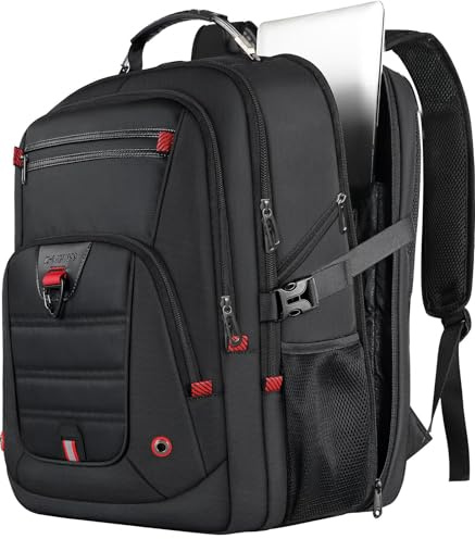 Z-MGKISS Men's Extra Large 55L Anti-Theft Backpack, TSA-Approved for 18.4-19 Gaming Laptops, Gym Work Travel for Business College Daypack (Black)