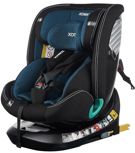 XOMAX G409 IOT - Seggiolino girevole a 360°, ISOFIX I con crescita, 0 – 36 kg, 0 – 12 anni, gruppo 0+/1/2/3, cintura a 5 punti, cintura a 3 punti, rivestimento lavabile I ECE R129