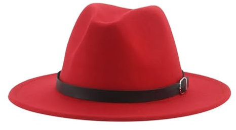 Mnjyihy Hüte Für Damen Und Herren Solides Freizeitkleid Formelle Panama Vintage Fedora Mütze Mit Breiter Krempe Und Großer Größe red 60 62cm(XL)