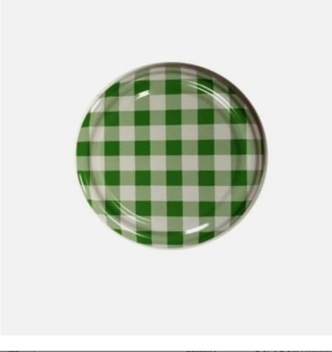 Jam Jar Lid Caps, Twist Off, 66mm, Set of 10, Acid Proof Green Pattern