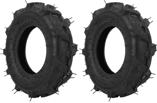 Ensemble de 2 Pneus 4.00-8 sans Chambre à Air, Pneus de Tracteur sans Chambre à Air en Caoutchouc, Pneu de Tondeuse à Gazon 4PR, Motoculteur, Souffleuse à Neige avec Pneus à