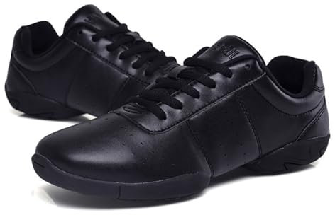 Damen- und Mädchen-Schnürschuhe for Fitnessstudio, Sport, Training, Cheerleading, Tanzschuhe(Black,37 EU)