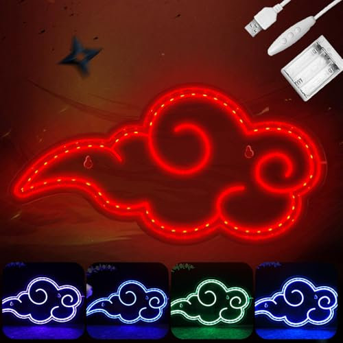Neonschild (Multi-Cloud)7 Farben Wolken Neonlichter für Wanddekoration, Anime Neonzeichen, Batteriebetrieben/USB-betrieben, Wolkenlicht mit einstellbarer Helligkeit, Geburtstagsgeschenke
