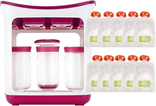 YANGC Squeeze Station Fabricant De Jus À Base, Station À Presser pour Bébé, Jus De Fruits Frais pour Bébé Fait Maison avec Sacs De，Gourde Compote reutilisable