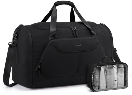 LOVEVOOK Sporttasche Damen Herren 57L Groß Reisetasche Schuhfach&Nassfach | Gym Bag Schwimmtasche SaunatascheTasche für Sport Fitness Training Reisen,Travel Duffle Weekender Bags, Schwarz