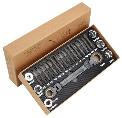 Juego de llaves de carraca, juego de llaves de carraca, juego profesional de llaves | Herramienta multifuncional de mejora del hogar, herramientas de reparación de vehículos para electrodomésticos