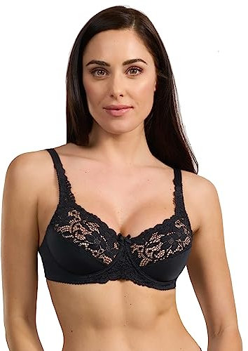 Spiman Reggiseno a Balconcino in Microfibra, Coppa B, Non Imbottito, Pizzo Elastico, 3 Ganci Art 2125 (IT, Taglia della Coppa & Taglia della Fascia, B, 5, Nero)