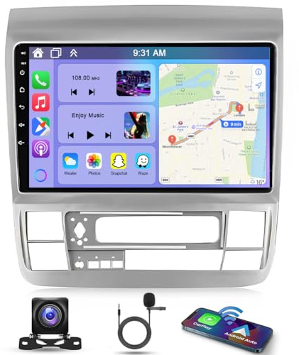 2G+32G Android 14 Car Stereo for Toyota Alphard 2002-2008 with Wireless Carplay Android Auto, 9 Inch IPS Touch Screen 2 Din Car Radio Receiver w/GPS Navi Bluetooth Wifi HiFi BT SWC FM Backup Camera