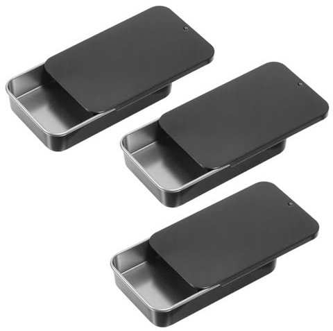 Lot de 3 boîtes de rangement rectangulaires pour fil dentaire - Petites boîtes en métal - Boîte de rangement rectangulaire rechargeable pour voyage, hôtel