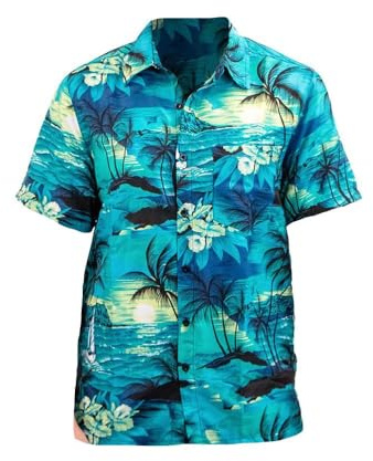 Hawaiiskjorta med Mönster – Klassisk Hawaii Skjorta i 100% Polyester | Perfekt för Sommarfest & Temafest