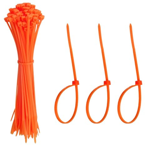YELARXI Zip Ties Plastic Cable Ties, Self-Locking Wire Zip Tie 6 Inch Fit for Home Garden Office Workshop Travel - (100 Pack, Orange)