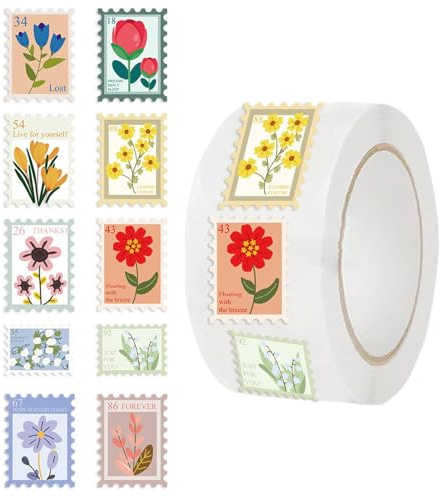 Pegatinas de flores para álbum – Etiquetas adhesivas floreadas con autoadhesivo, 500 unidades de etiquetas autoadhesivas para diarios creativos, planificadores, correos y embalajes