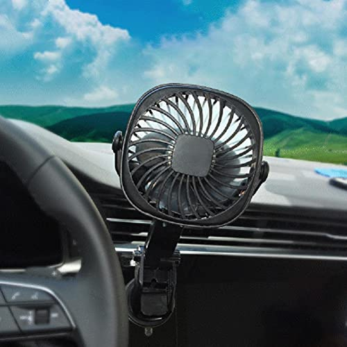 aqxreight USB Rechargeable Car Fan with Suction Cup 360 Rotation Speeds Quiet Portable Cooling for Travel (black)