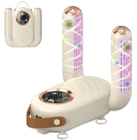 Schuhtrockner Elektrisch, Schuhe Trockner mit 3-Stufen-Zeitschaltuhr, Aktivkohle Doppelt Antibakteriell Gerüche, Faltbares Schuhtrockner Handschuhtrockner