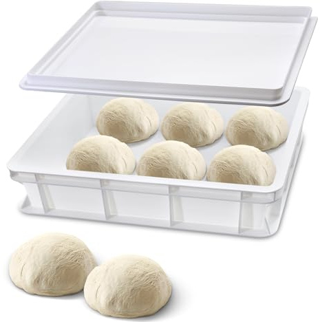 OulQinyhome Caja para masas con tapa - Caja para Masa de Pizza y Pan - Fermentadora de Masa - Pizzaballenbox apilable - Contenedor para Fermentación de plástico para pizza,pan y masa(30x40x12cm)