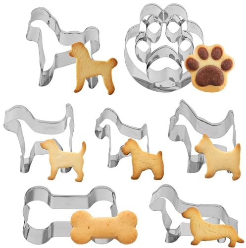7 Stück Ausstechformen Knochen, Pfote Plätzchen Ausstecher, Keksausstecher Hund Set, Plätzchen Ausstecher Edelstahl, Cookie Cutter Geschenke für Hunde-Kekse Oder Leckerlis Backen Basteln