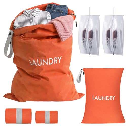Zuxbolf 4-teilig Wäschesack Reise mit 2 Schuhtaschen Wasserdicht | Reißverschluss, Faltbar, Für Schmutzwäsche, Schuhe, Camping, Urlaub, Fitness Und Geschäftsreisen