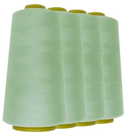 Schneidereibedarf Werner - 4 Rollen/Konen Overlock-Nähgarn/Overlockgarn - Polyester, 40/2 Stärke, 2743 Meter / 3000 Yards, für Näharbeiten, Quilten, Patchwork, Kleidung (mintgrün (755))