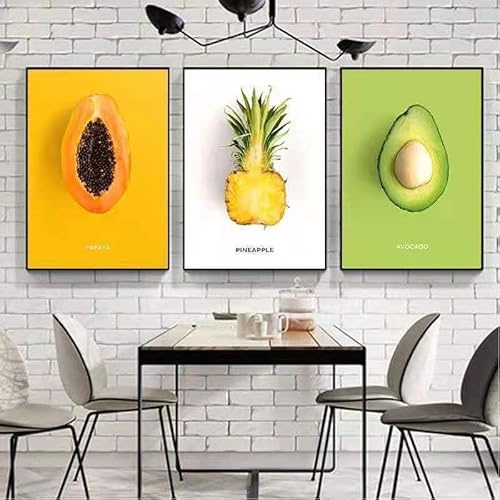 Xiyocadt 3er Poster Set Leinwanddruck – Kollektion „Frische und natürliche Früchte“ – Rahmenlos, Wanddekoration für Wohnzimmer und Schlafzimmer Core Poster (40x50cm)
