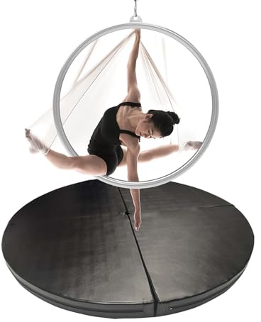 Hopfällbar 1,25 cm tjock pole dance-matta för luftring - bärbar säkerhetsmatta för luftring och akrobatik, svart, 200 cm x 5 cm (78,7 tum x 2 tum) - perfekt för din