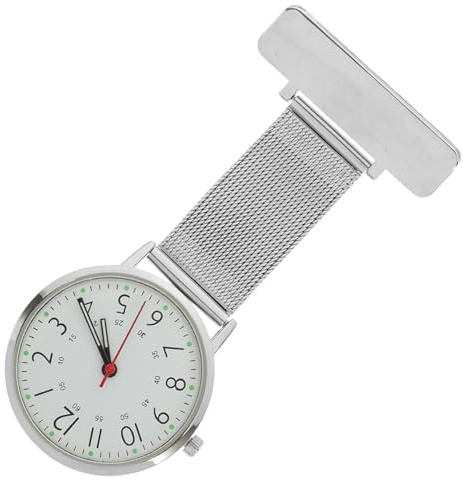 MAGICLULU Reloj de Enfermería Carcasa Resistente y Precisa Clip de Acero Inoxidable Plata Adecuado para Profesionales Médicos en Entornos Clínicos