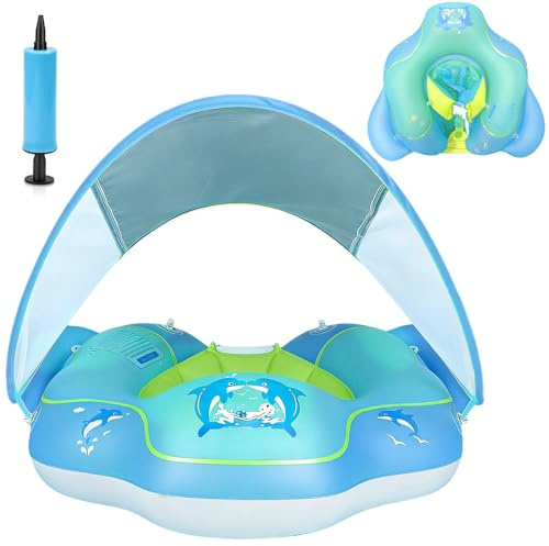Salvagente Neonato Con Parasole, Anello Di Nuoto Per Bambini, Ciambella Neonato Mare, Piscina Salvagente Per Bambin, Aiuto Per Il Nuoto Per La Piscina, Salvagent Gonfiabile Per Bambini Da 12 a 36 Mesi