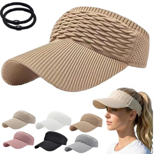 mondpfote Women's High Ponytail Sun Visor Hat, Sun Visor Women, Uv Protection Sports Hat for Cycling Fishing Tennis Running