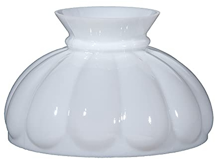 B&P Lamp® Cased White Glass Student Lamp Shade with Melon Design, Flat Top and 9 7/8 Fitter